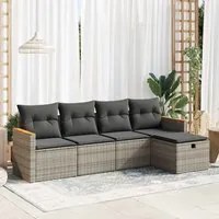 Set Divano da Giardino 5 pz con Cuscini Grigio in Polyrattan 3325903