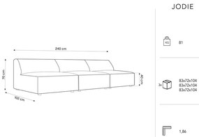 Divano in velluto crema 240 cm Jodie - Micadoni Home