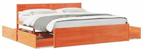 Letto Senza Materasso Marrone Cera 200x200 Cm İn Legno Di Pino /
