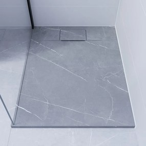 Piatto doccia NEO V2 SENSEA in composito minerale di resina gelificata marmo kanali L 80 x L 100 x H 2.7 cm