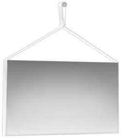 Specchio rettangolare in cuoio sintetico bianco 70 x 50 cm