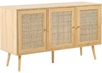 Credenza con 3 ante in rattan in colore marrone chiaro stile boho soggiorno camera da letto