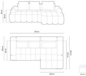 Divano angolare grigio allungabile/con contenitore (con penisola a destra/con chaise lounge) Linz – Cosmopolitan Design