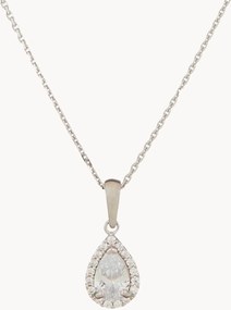 Collana in argento con ciondolo in oro bianco e zirconi Goutte