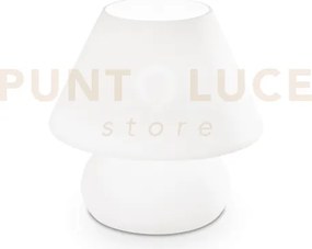 Prato lampada da tavolo in vetro bianco 1 luce attacco e27 h.24cm