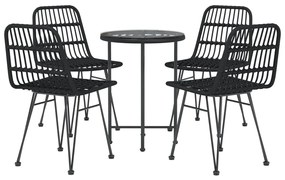 Set da Pranzo da Giardino 5 pz Nero in Polyrattan