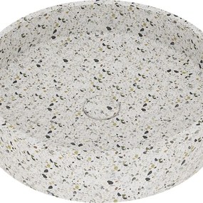 Lavabo da appoggio IDRO BRIC tondo piletta inclusa in pietra beige piletta inclusa