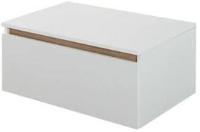 Cassettone bagno sospeso 80 cm soft-close bianco e rovere africa Kleo