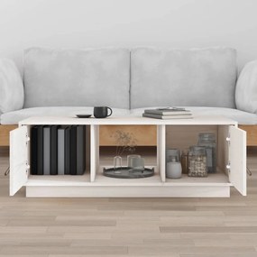 Tavolino da salotto bianco 100x50x35 cm legno massello di pino