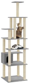 Albero per gatti con tiragraffi in sisal grigio chiaro 183 cm