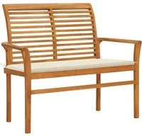 Panca da Giardino con Cuscino Crema 112 cm in Legno di Teak 3062651