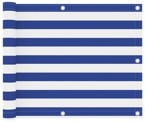 Paravento Da Balcone Bianco E Blu 75x400 Cm Tessuto Oxford /