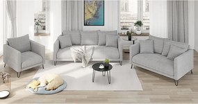 Poltrona grigio chiaro con rivestimento in ciniglia Freya – Ropez