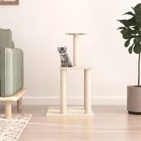 Albero per Gatti con Tiragraffi in Sisal Crema 85,5 cm 171738