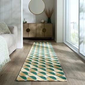 Passatoia giallo-verde 60x230 cm Carlos Circle Geo - Flair Rugs