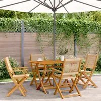 Sedie da Giardino Pieghevoli 4pz Beige Legno Massello di Acacia 3214571