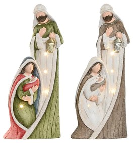 Presepe di Natale Home ESPRIT Bianco Verde Grigio Magnesio 27,5 x 11 x 60 cm (2 Unità)