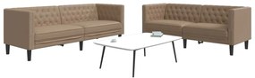 Set Divani Chesterfield 2pz Cappuccino İn Similpelle /