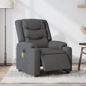 Poltrona Reclinabile Massaggio Elettrica Grigio Scuro Tessuto /