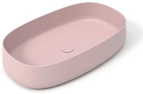 Lavabo da appoggio Wave OLYMPIA CERAMICA ovale in ceramica L 70 x H 14 x P 40 cm rosa piletta non inclusa