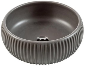 Lavabo da appoggio Lavandino color cemento grigio opaco CIPI tondo in cemento grigio opaco piletta non inclusa