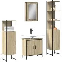 Set Mobili da Bagno 4 pz Rovere Sonoma in Legno Multistrato 3214831