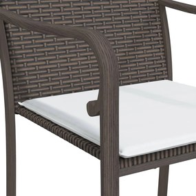 Set Pranzo da Giardino 7 pz con Cuscini in Polyrattan e Acciaio