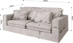 Divano color crema 236 cm Nora – Ropez