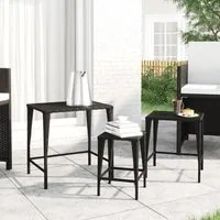 Tavolini Impilabili da Giardino 3 pz Neri in Polyrattan 3324829