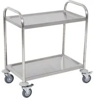 Easycomfort Carrello da Cucina 2 Ripiani con Ruote in Acciaio Inox 71x41x81cm, Argento