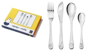 Posate per bambini in acciaio inox argento 4 pezzi Miffy Zoo - Zilverstad
