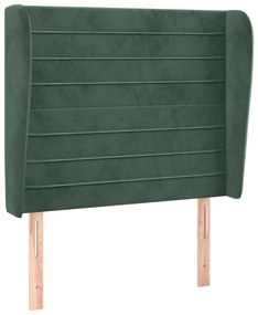 Testiera ad orecchio verde scuro 93x23x118/128 cm in velluto