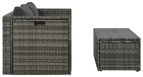 Set divani da giardino 6 pz con cuscini in polyrattan grigio