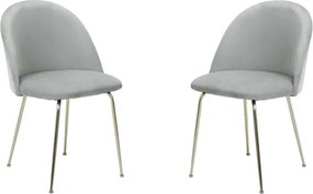 Sedia poltroncina in velluto Grigio Chiaro con gambe in metallo Oro - PARIS 2 sedie