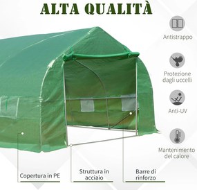 Serra da Giardino a Tunnel 800x300x200 cm  in Acciaio e Polietilene Verde...