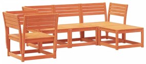 Set salotto da giardino 5 pz marrone cera legno massello pino