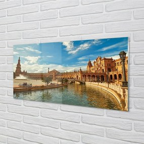 Quadro vetro Spagna architettura del vecchio mercato 100x50 cm