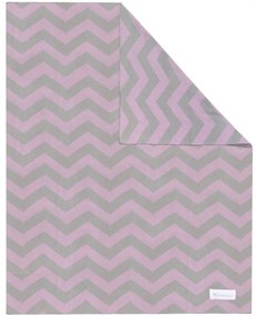 Coperta in cotone rosa-grigio Zigzag, 80 x 100 cm - Kindsgut