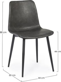 Sedia Da Interno In Ecopelle Antracite Vintage Senza Braccioli Kyra Bizzotto - 4 Pz