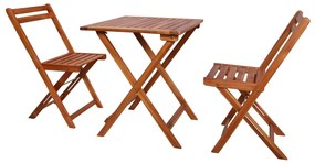 Set Da Bistrot 3 Pz Pieghevole İn Legno Massello Di Acacia /