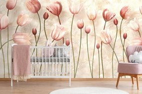 Carta da parati – Tulipani rosa antico