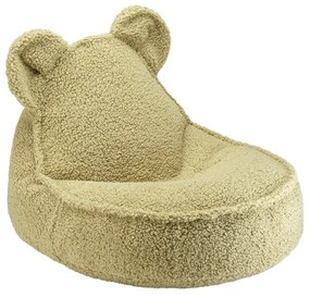 Pouf a sacco per bambini verde con rivestimento in bouclé Bear – Wigiwama