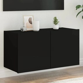 Mobile Tv A Parete Con Luci Led Nero 80x35x41 Cm /