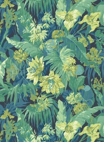 GP & J Baker Carta da parati Tropical Floral - Indigo/ Teal
