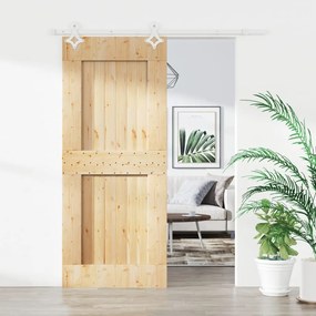 Porta Scorrevole Con Set Hardware 85x210 Cm Legno Massello Pino /