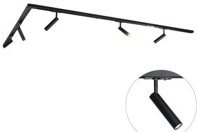 Sistema di illuminazione a binario moderno con 5 faretti neri monofase - Iconic Ivy