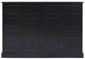 Credenza con 10 Cassetti Nera 113x30x79 cm in Legno