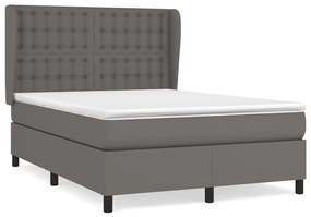 Giroletto a molle con materasso grigio 140x200 cm in similpelle