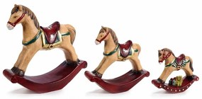 Set 3 Cavalli a Dondolo in Resina e Terracotta da Appoggio