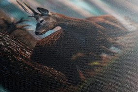 Quadro su tela – Cervo nella foresta di pini